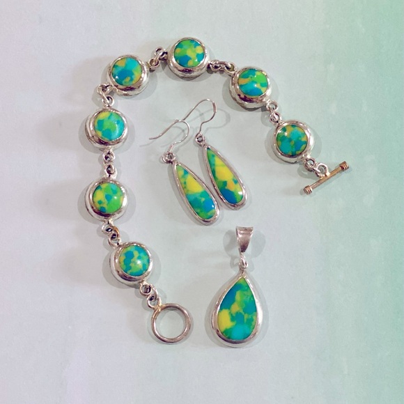 Jewelry - .925 Silver Turquoise Jewelry Set